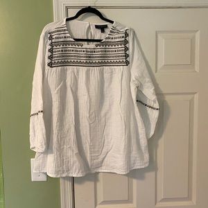 Lane Bryant White Boho Blouse 20 20W